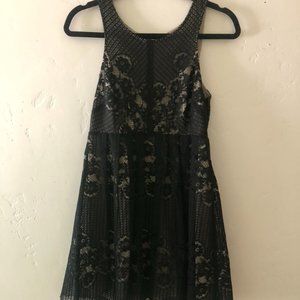 Black and tan lace mini dress! Free People!